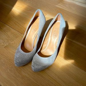 BCBG silver grey suede pumps